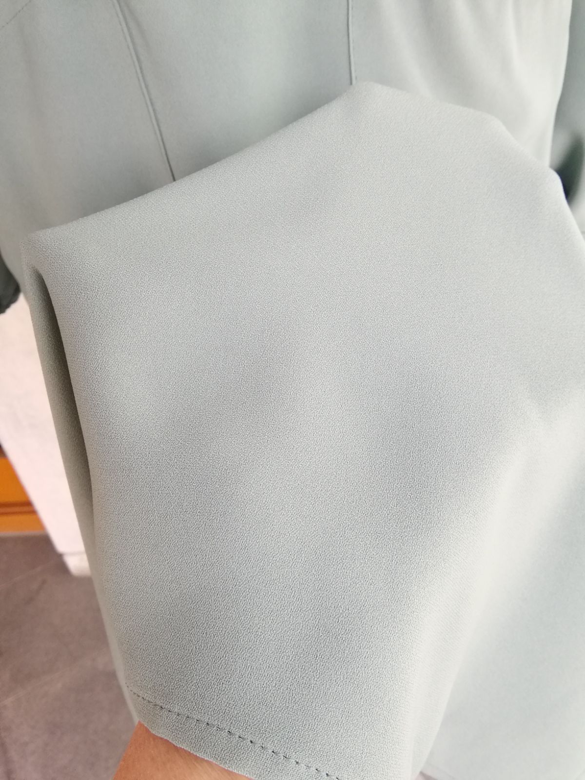 くすみミント着物用割烹着 普段使いでもかわいいロング割烹着