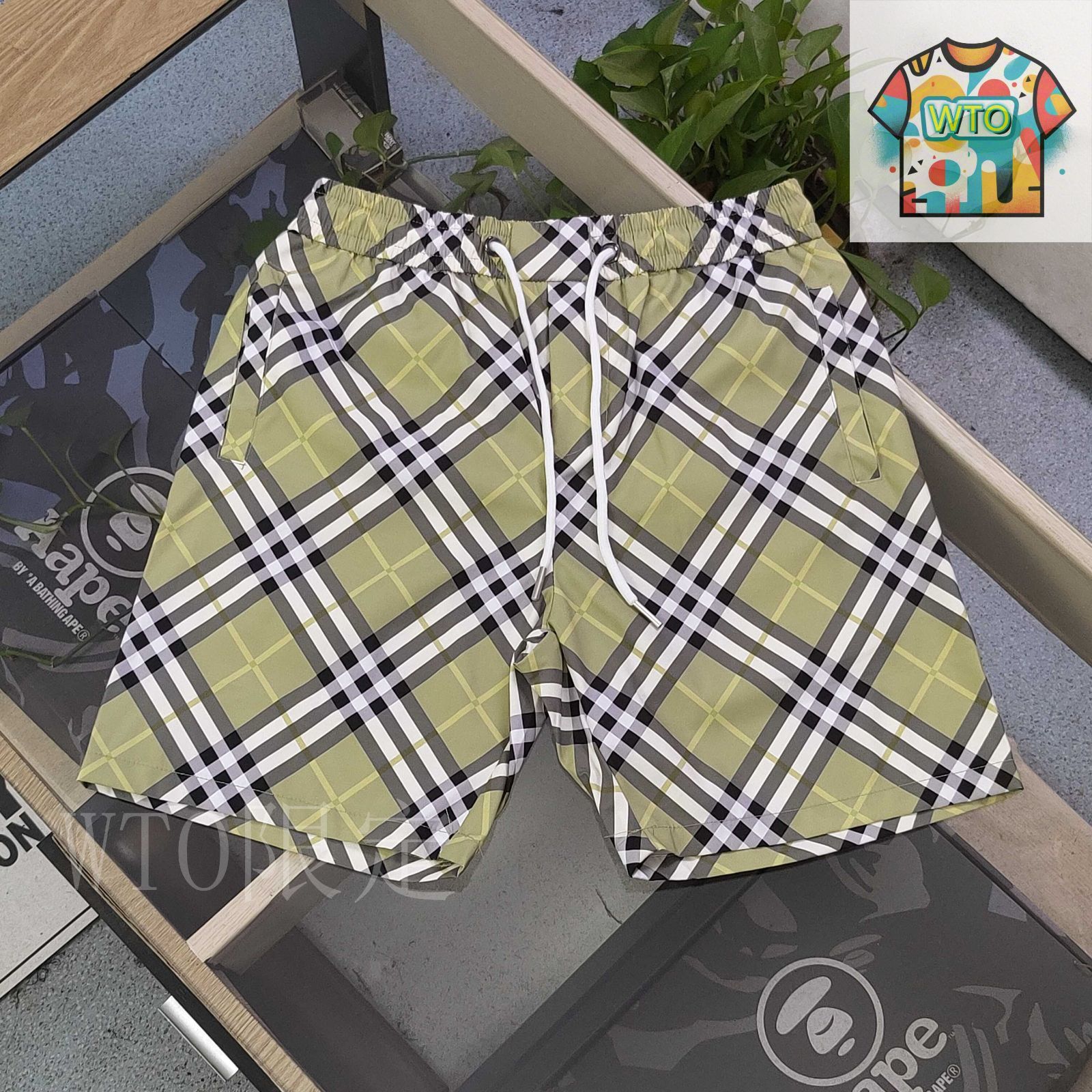 クラシックチェック 速乾カップル半ズボン-1