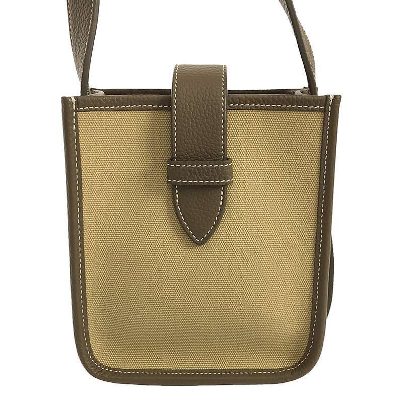 【美品】  VASIC / ヴァジック | キャンバス レザーショルダーバッグ | キャメル/ベージュ | レディース 美品】 VASIC / ヴァジック | キャンバス レザーショルダーバッグ