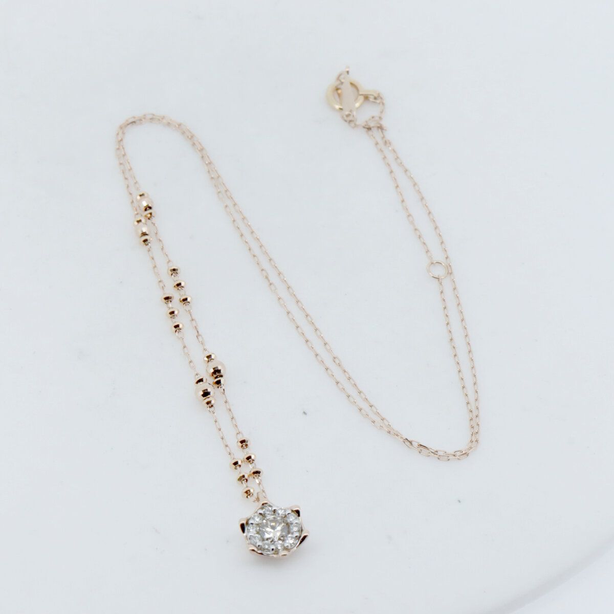 エステール ダイヤモンド ネックレス 0.31ct K18PG(18金 ピンク  