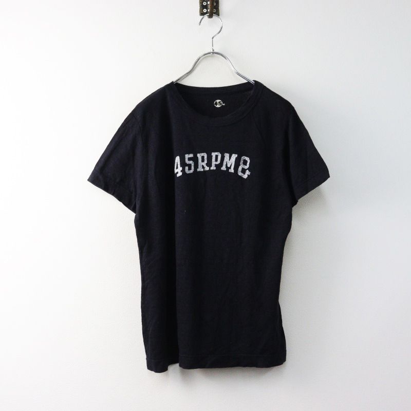 45R 45rpm フォーティファイブアール ロゴプリントリネンTシャツ