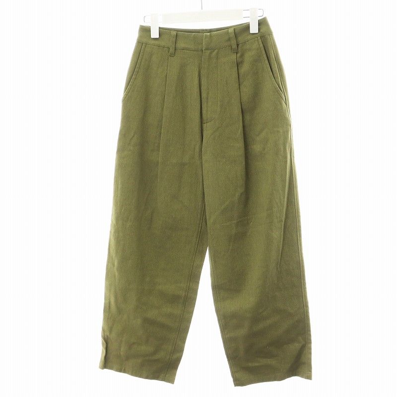 ロンハーマン Ron Herman RHC タックワイドパンツ tuck wide pants リネン混 麻 XS カーキ 4010600155 |AN19