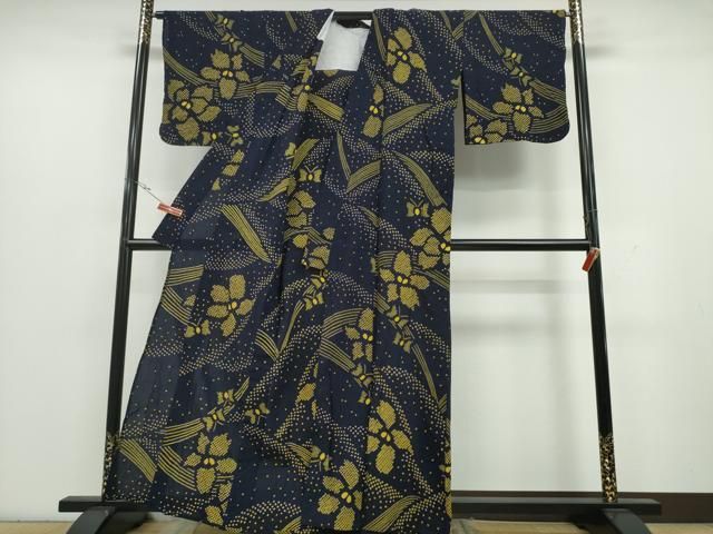 平和屋着物∴夏物 浴衣 有松鳴海絞り 舞蝶花文 綿 CAAY4651