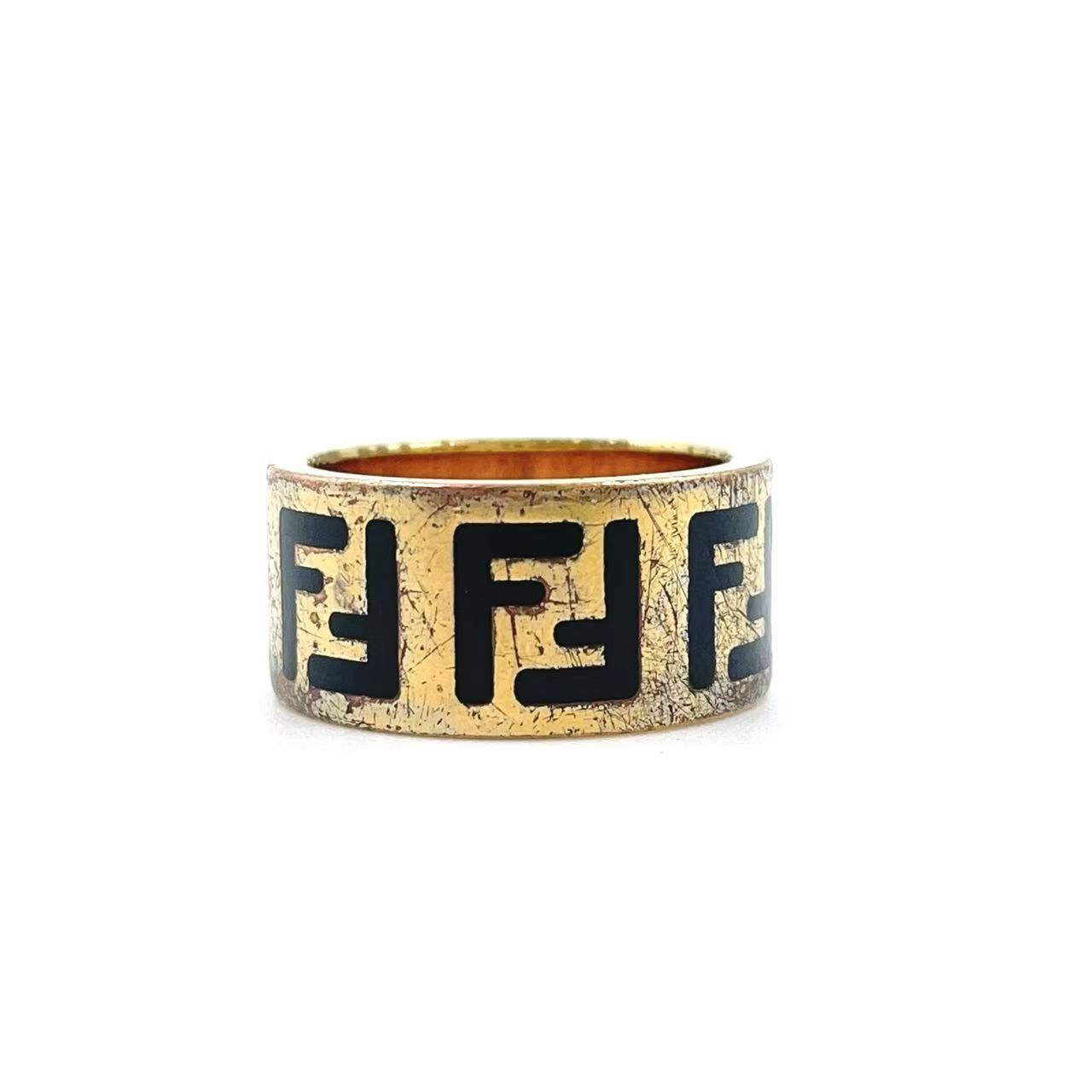 FENDI フォーエバー FFロゴ GP ゴールド×ブラック 指輪 最終 FENDI フォーエバー FFロゴ GP ゴールド×ブラック 指輪 最終