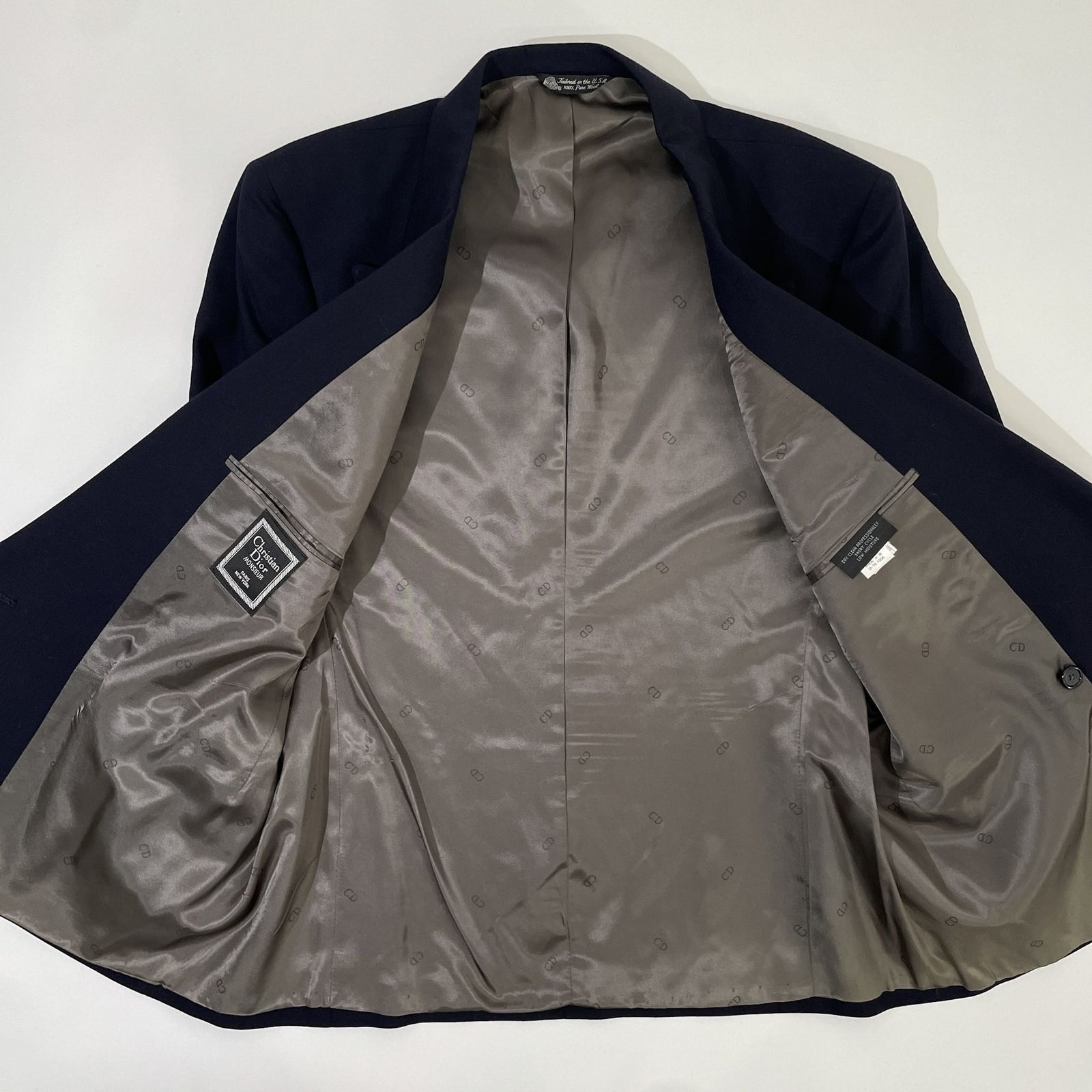 Christian Dior 金ボタンネイビー ダブルスーツ 80s Christian Dior MONSIEUR USA製 ダブル 金ボタン テーラード