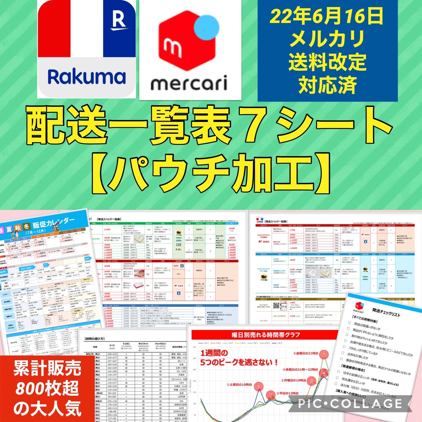 メルカリ＆ラクマ☆配送一覧表パウチ加工７シート - メルカリ