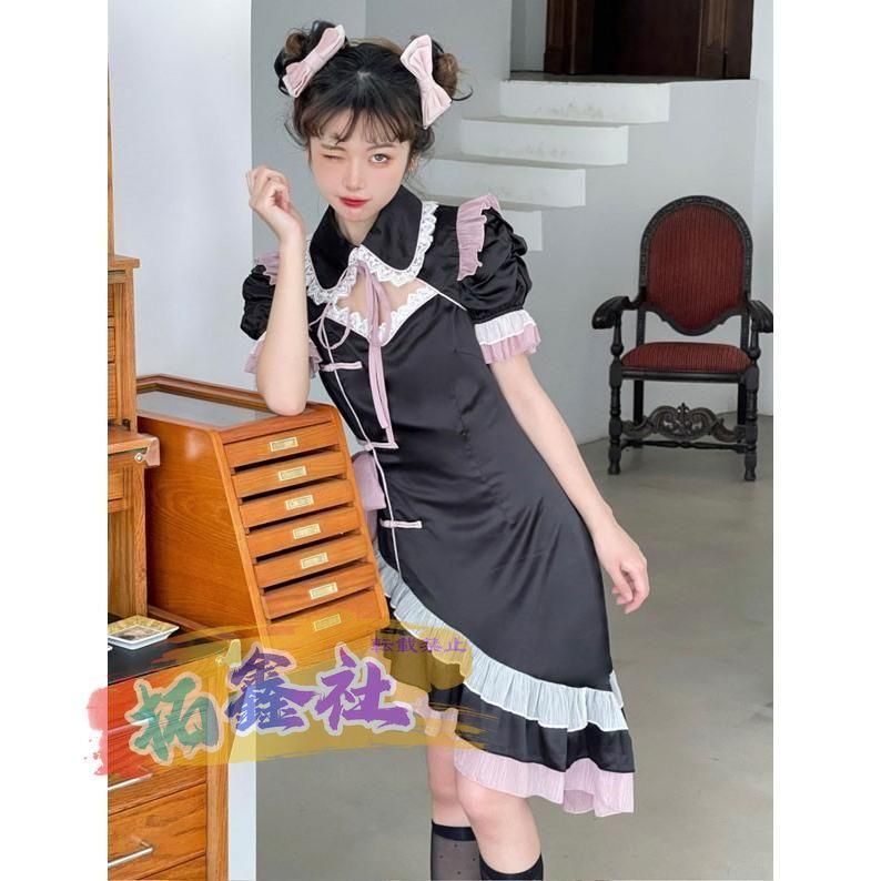 ワンピース コスプレ ロリータ ゴスロリ パーティー 発表会 可愛い リボン フリル ワンピース かわいい