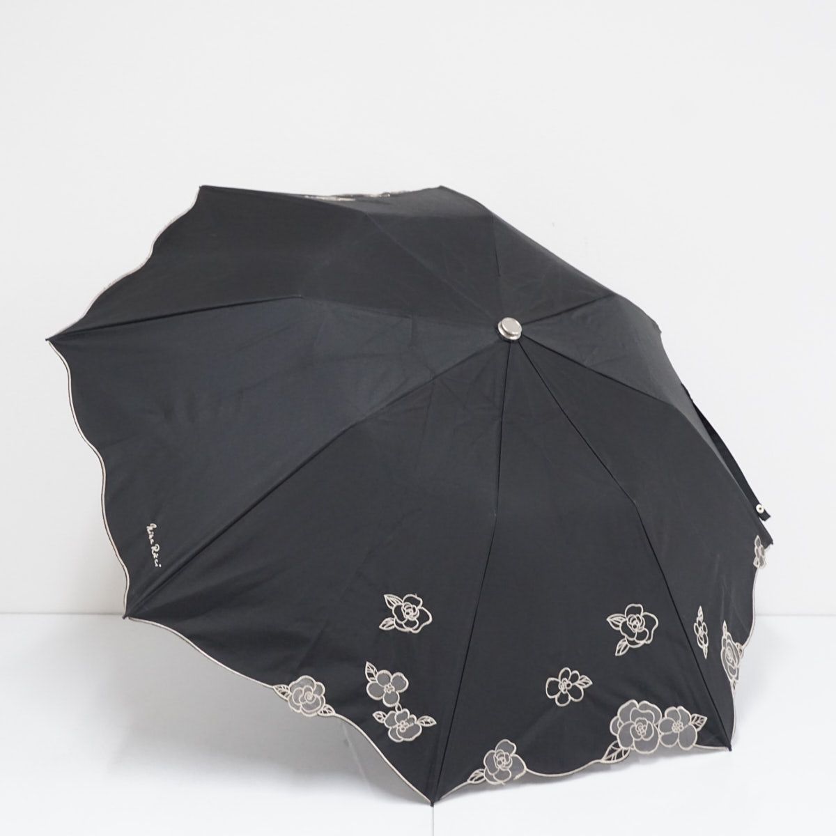 ﻿タグ付き Lulu Guinness フラミンゴ 全面刺繍 日傘 キナリ タグ付き Lulu Guinness フラミンゴ 全面刺繍 日傘 キナリ
