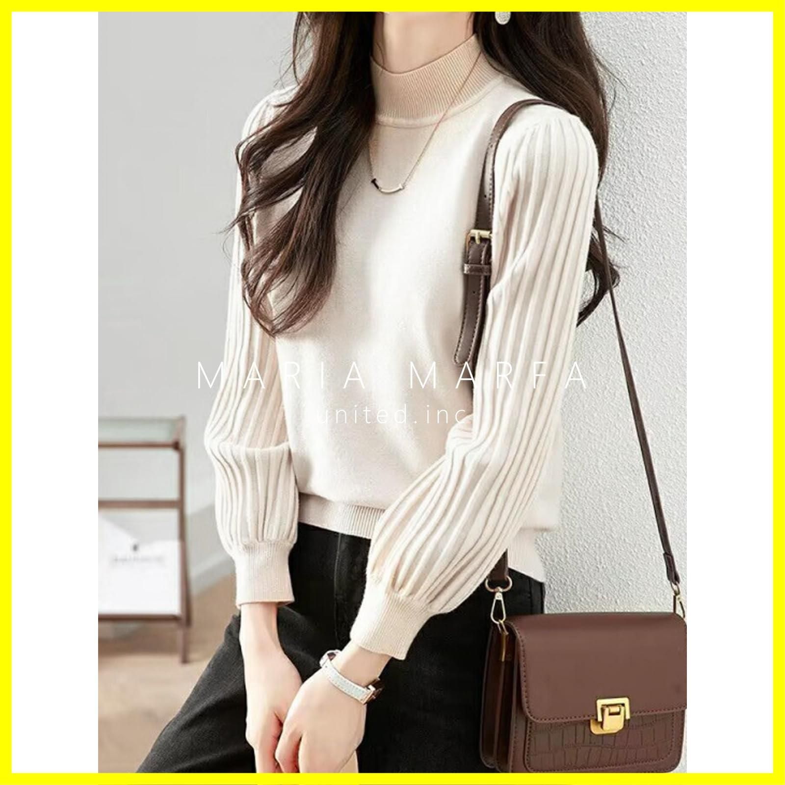 MARIA MARFA] パフスリーブ 切り替え ニット レディース トップス  