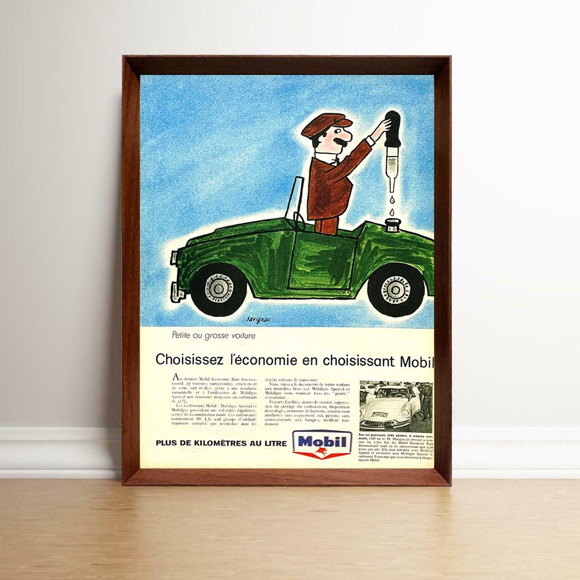 SAVIGNAC サビニャック　Mobil 1 イラスト広告 1950年代 4枚 SAVIGNAC サビニャック Mobil 1 イラスト広告 1950年代 4枚