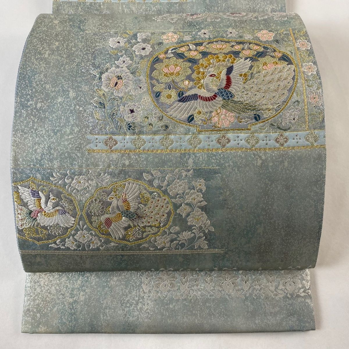 ZY-586 袋帯 西陣織 メガネ証紙付 鳳凰 華紋 花唐草 金糸 銀糸 逸品 ZY-586 袋帯 西陣織 メガネ証紙付 鳳凰 華紋 花唐草 金糸 銀糸 逸品
