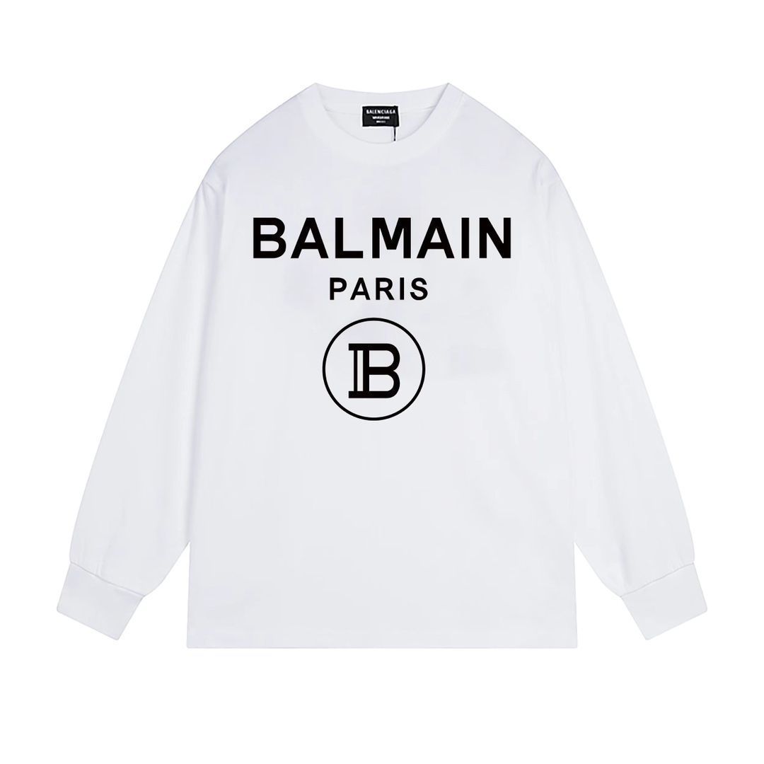 BALENCIAGA ロゴプリントロングスリーブポロシャツ 本日限定特価】Balenciaga ロゴプリント ロングスリーブTシャツ