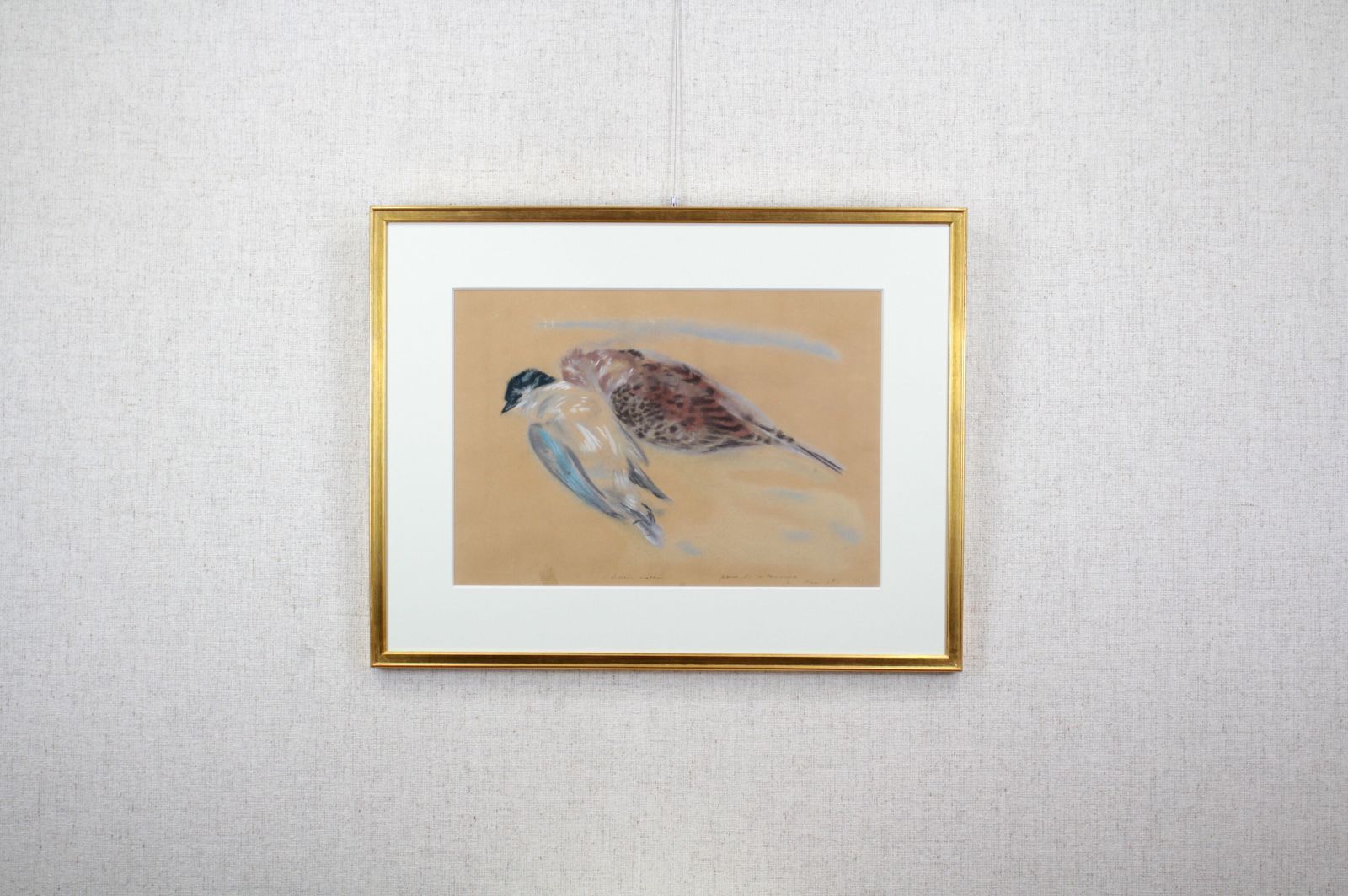 伊藤 廉『二羽の鳥』パステル画 絵画-