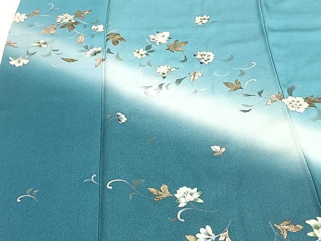 平和屋着物○訪問着 刺繍 更紗花文 暈し染め 金彩 正絹 逸品