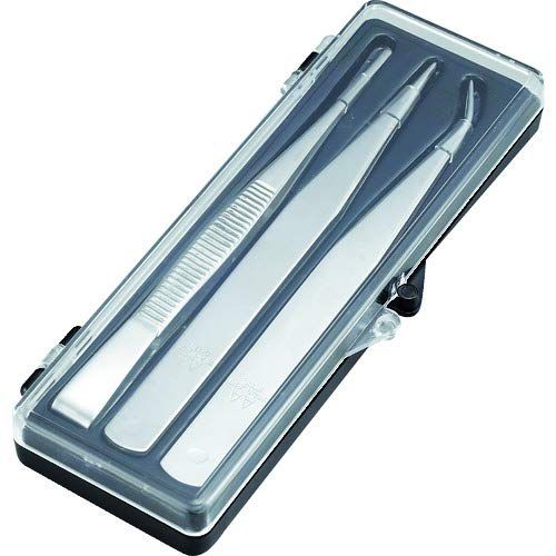 TRUSCO トラスコ ステンレス製ピンセット 3本組セット TSP-93 × 10 S