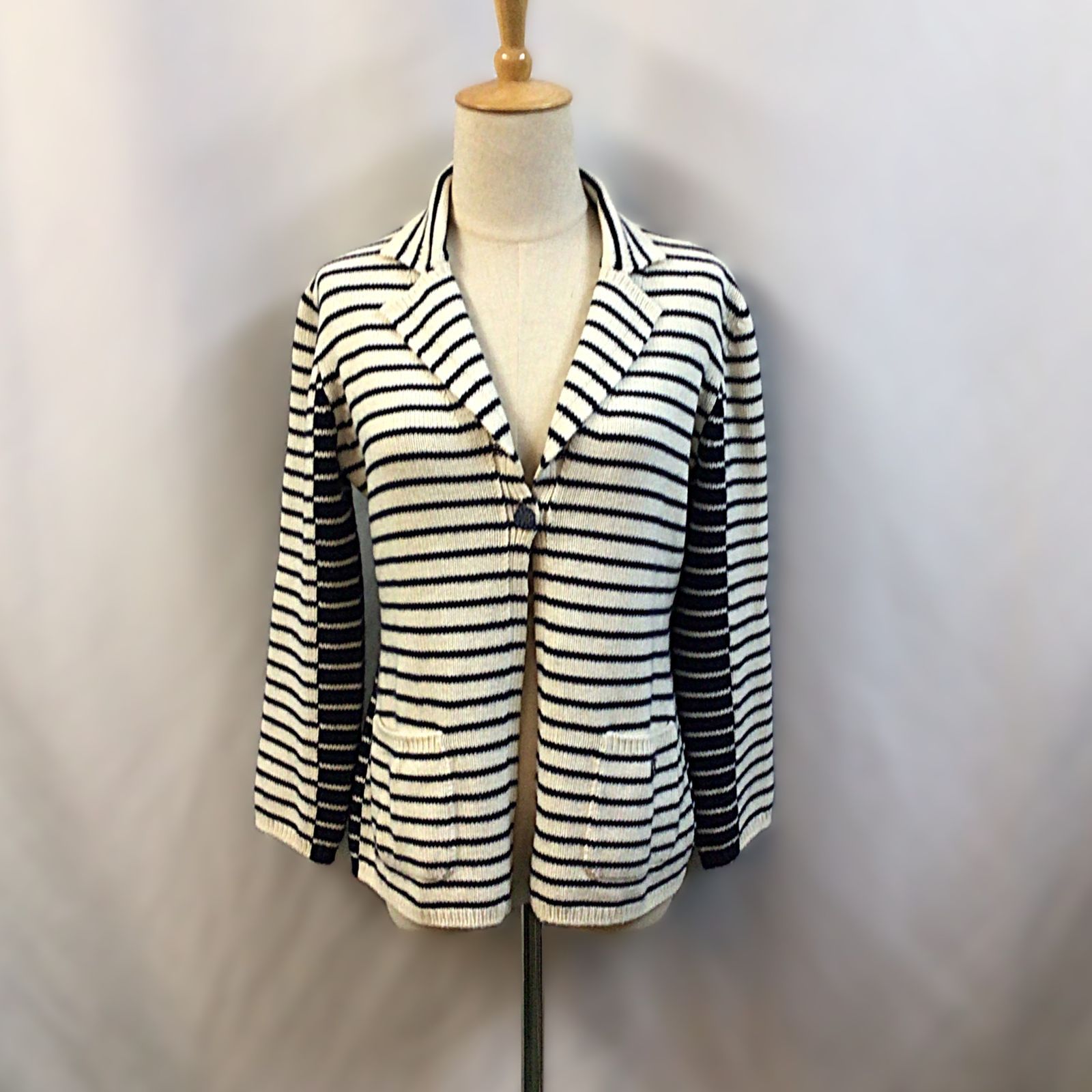 CHANEL ボーダー　カーディガン CHANEL - Vintage シャネル CHANEL カーディガン カシミヤ100