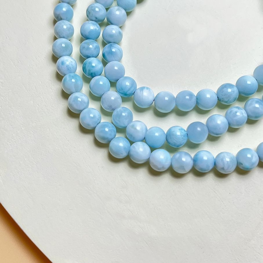 逸品 EU製 ★ドミニカ共和国産のラリマー・ペクトライト★3本巻きブレスレット パワーストーン 天然石 開運 金運 プレゼント1 約5.7-5.9mm ZB9058