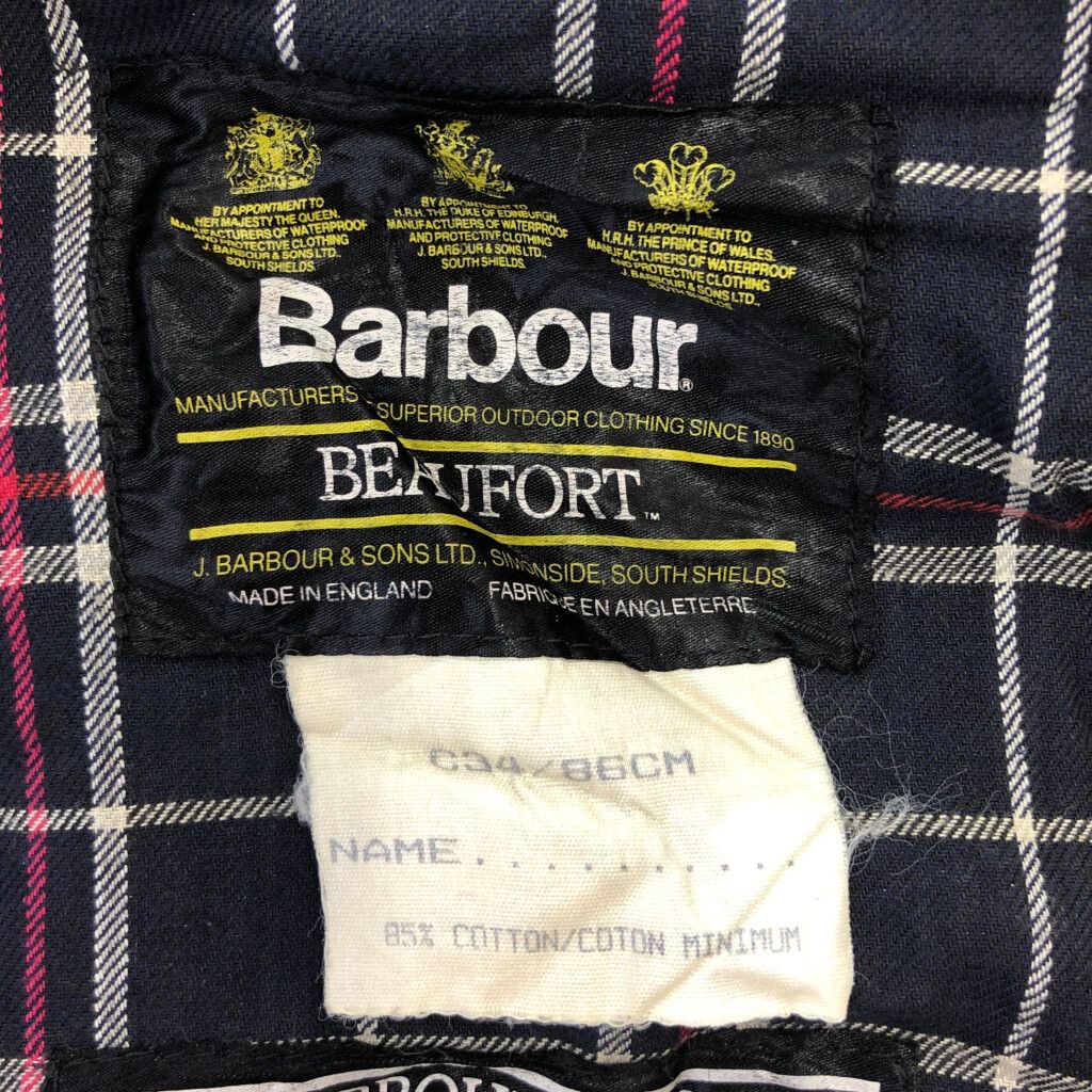 英国製　Barbour BEAUFORT バブアー　34 ネイビー　80年代 Barbour バブアー 英国製 BEAUFORT ビューフォート オイルド