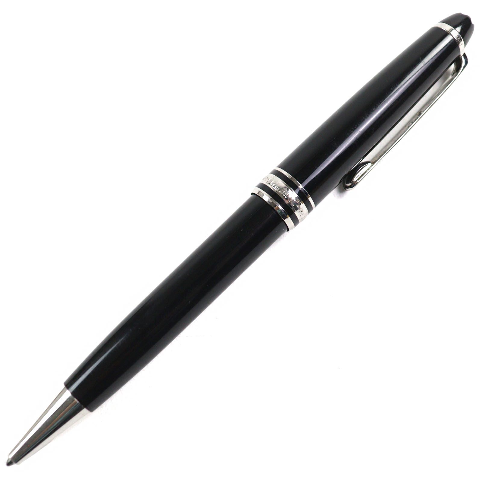 ○MONTBLANC モンブラン マイスターシュテュック Pix ロゴ刻印 ホワイトスター ツイスト式 ボールペン ブラック シルバー ドイツ製