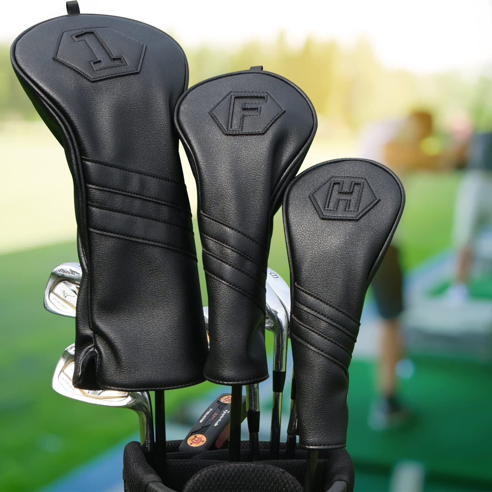 ゴルフヘッドカバー ３点セット 1FUT | 単品 ゴルフウッドカバーセット ゴルフドライバーカバー フェアウェイウッド ユーティリティ用 ブラック