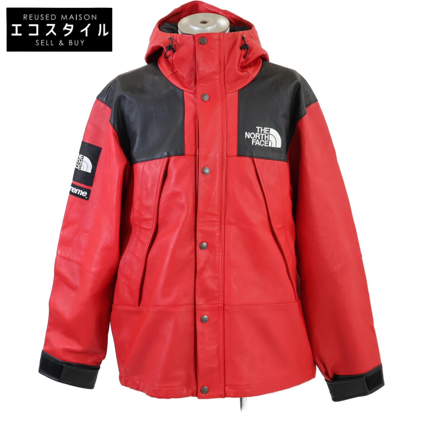 THE NORTH FACE ノースフェイス ｘSUPREMEシュプリーム【美品/国内正規】NP61807I 18AW Leather Mountain Parka レザーマウンテンパーカー L/G