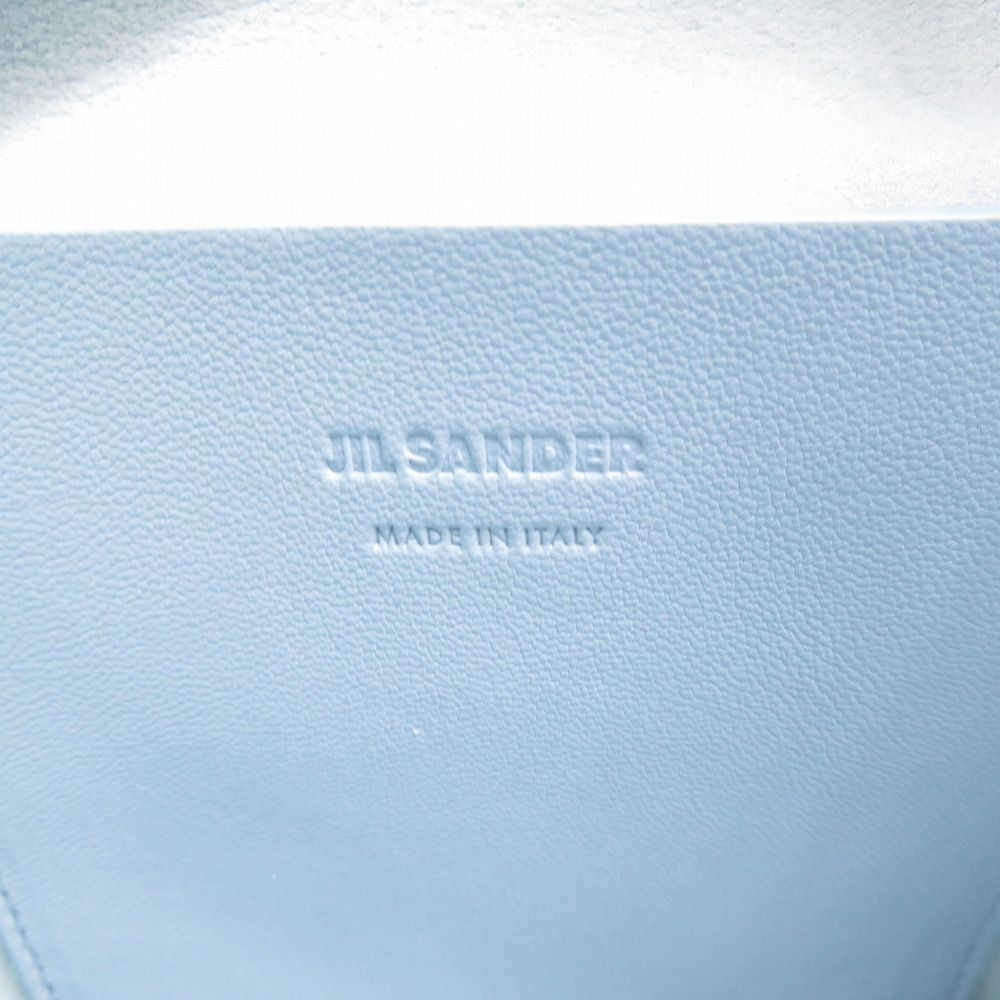 美品 ジルサンダー ドローストリング レザー ライトブルー 巾着 ショルダーバッグ 0226 JIL SANDER