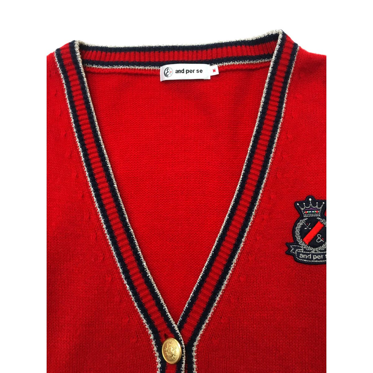 coco 中古 アンパスィ and per se レディース カーディガン M 赤 レッド ニット 丈長め 秋 中古 レディース アンパスィ and per se カーディガン M 赤
