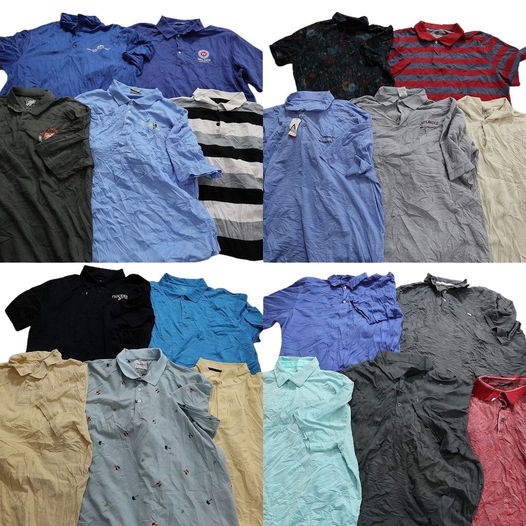 古着卸 まとめ売り ポロシャツ 20枚セット (メンズ 2XL ) 無地 総柄 ボーダー デッドストック 企業 ホームデポ 中古 古着 MY7250