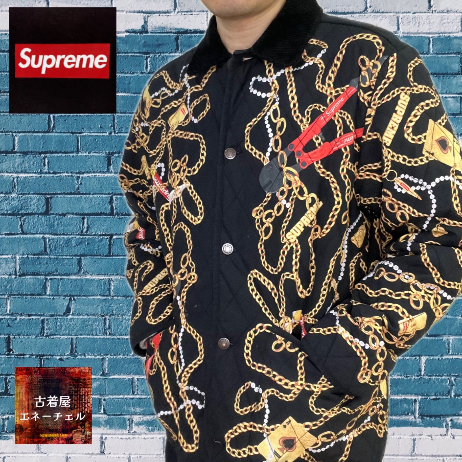 supreme chains quilted jacket s シュプリーム-