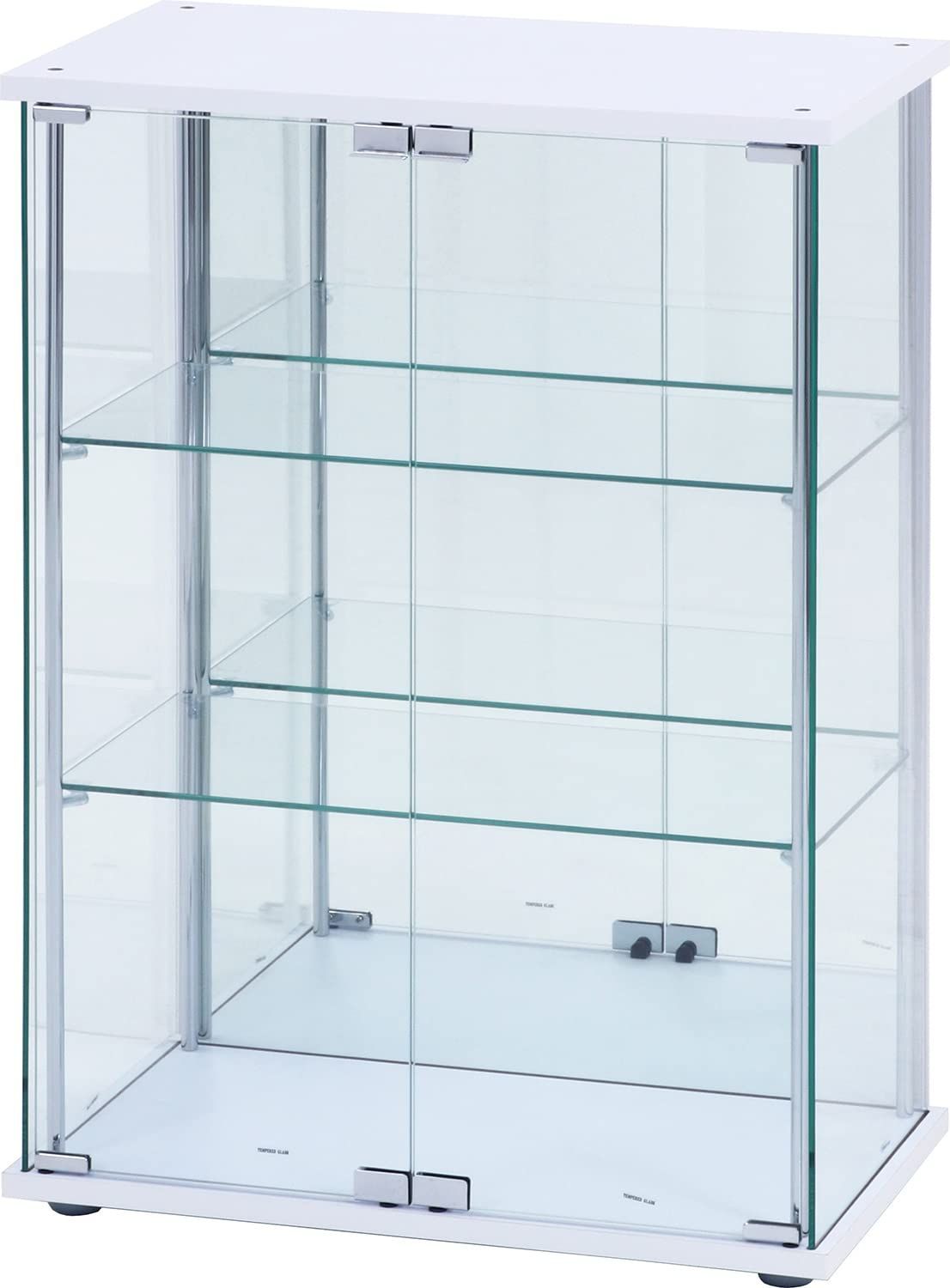 背面ミラー ワイドタイプ ホワイト 組立商品 幅60.5×奥行36.5×高さ85cm 3段 フィギュアケース 72802 コレクションケース 不二貿易