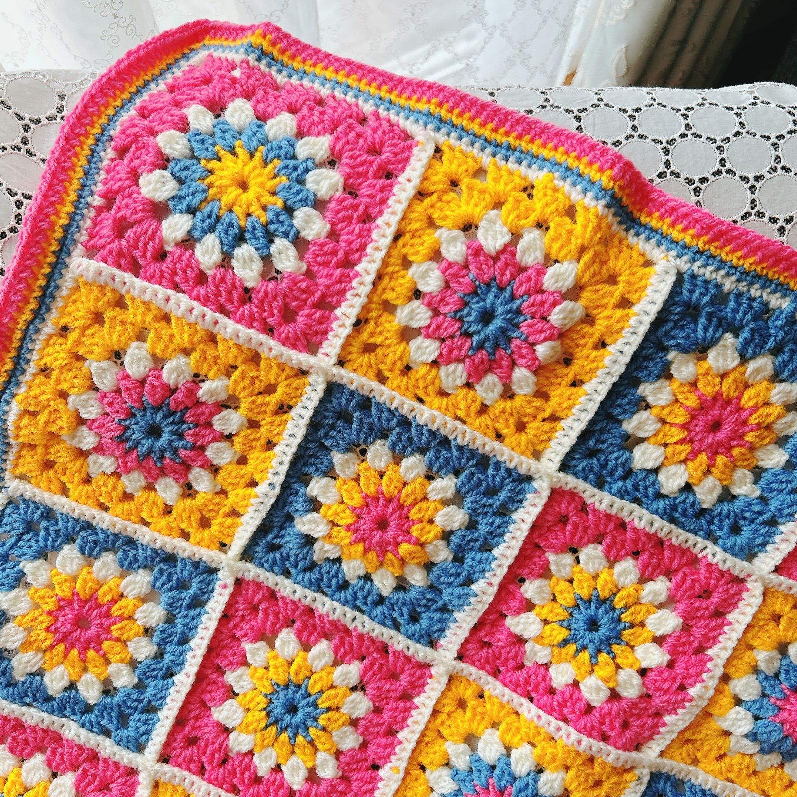 ハンドメイド マルチカバー 膝掛け 毛糸 No.65 毛糸のマルチカバー