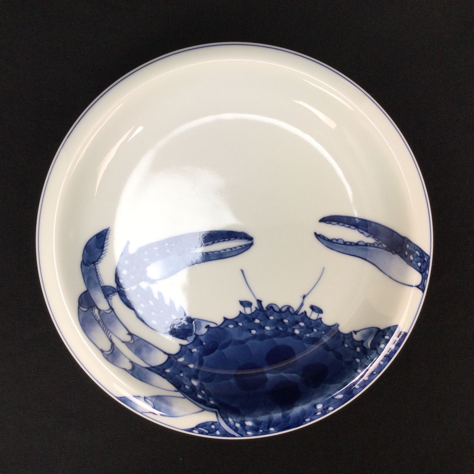 1410 有田焼 源右衛門 染付蟹絵 銘々皿 3枚セット 食器 工芸品 お皿