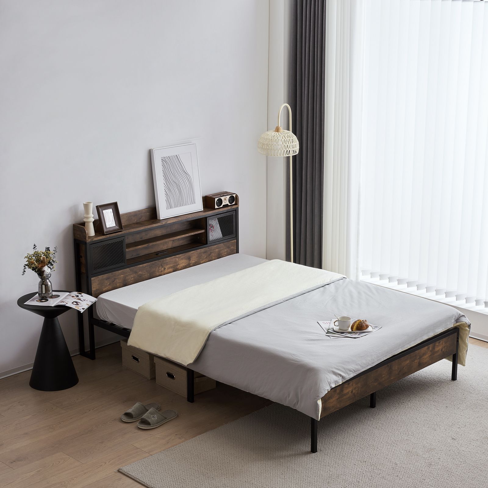 6%割」D ベッドフレーム ダブル ダブルベッド パイプベッド コンセント