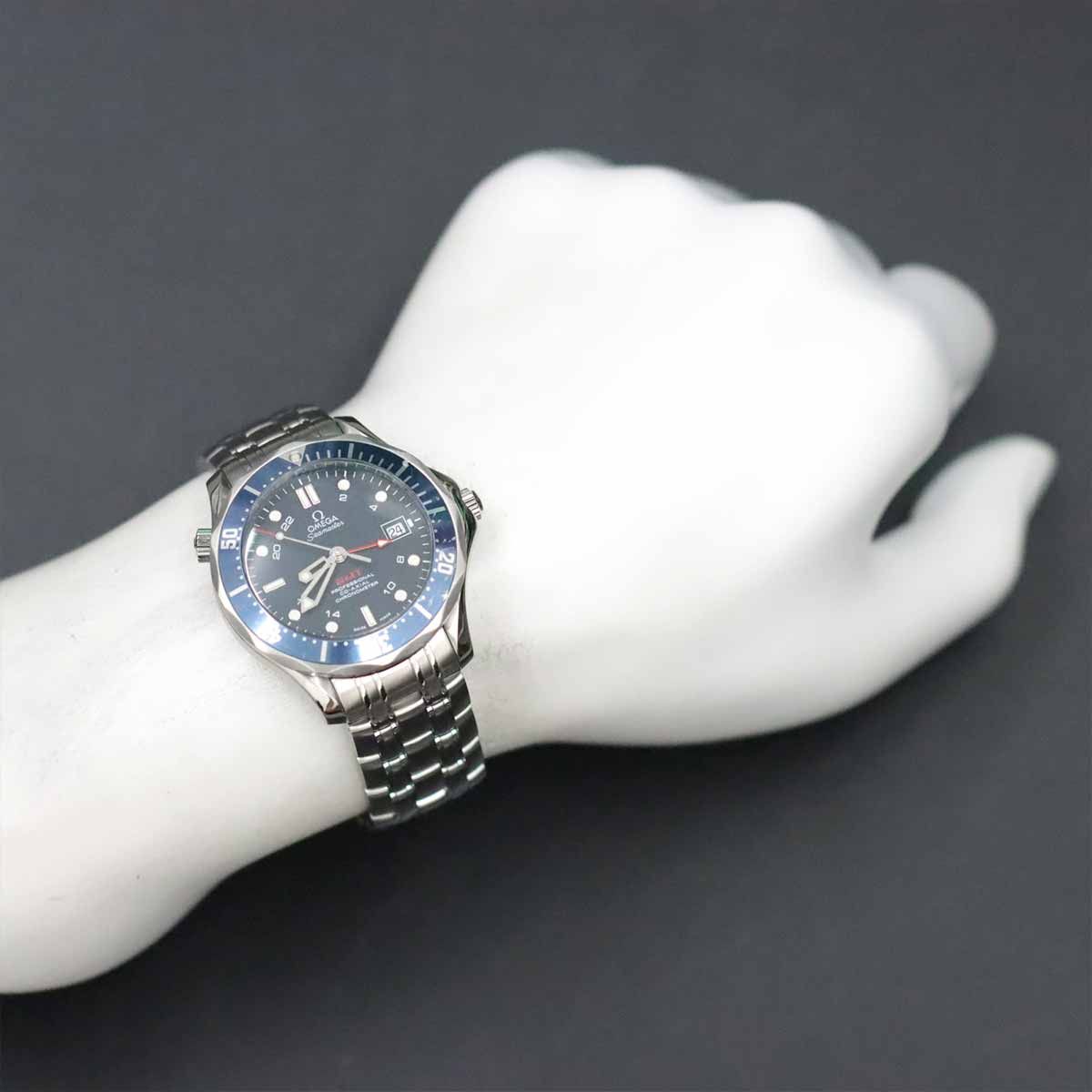 オメガ OMEGA シーマスター プロフェッショナル 300 GMT 2535 80 メンズ 腕時計 デイト ネイビー オートマ 自動巻き 90237675