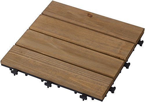 2旧品_1デッキ_1天然木 タカショー 敷くだけデッキ 天然木 ブラウン9枚セット 約W30×D30×H2.6cm