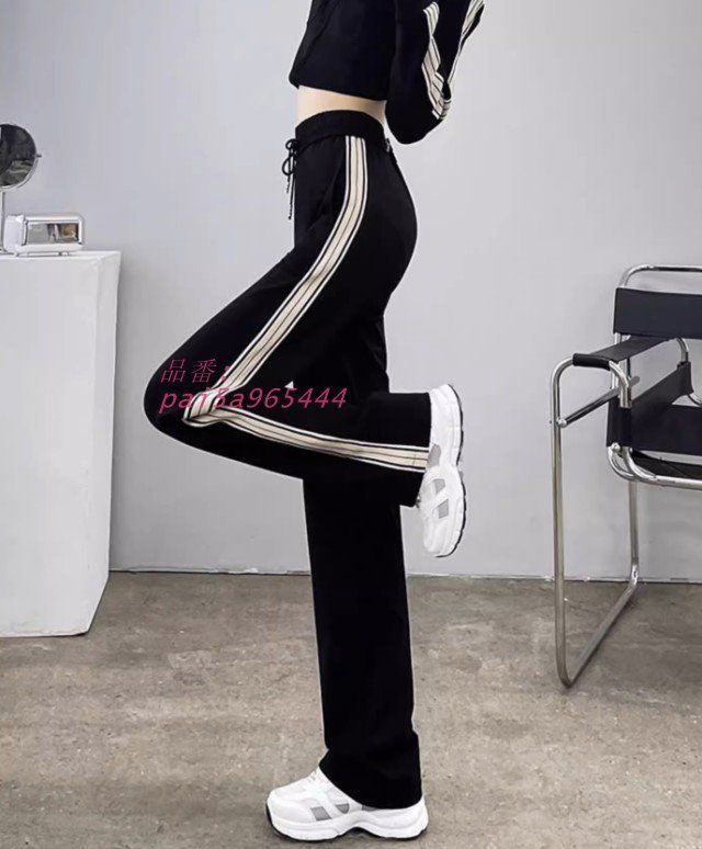 サイドラインパンツ サイドライン ジャージ レディース ボパンツ ロング丈 ドロスト ハイウエスト 大きいサイズ 黒 シンプル カジュアル 3L 4L pai5a965444