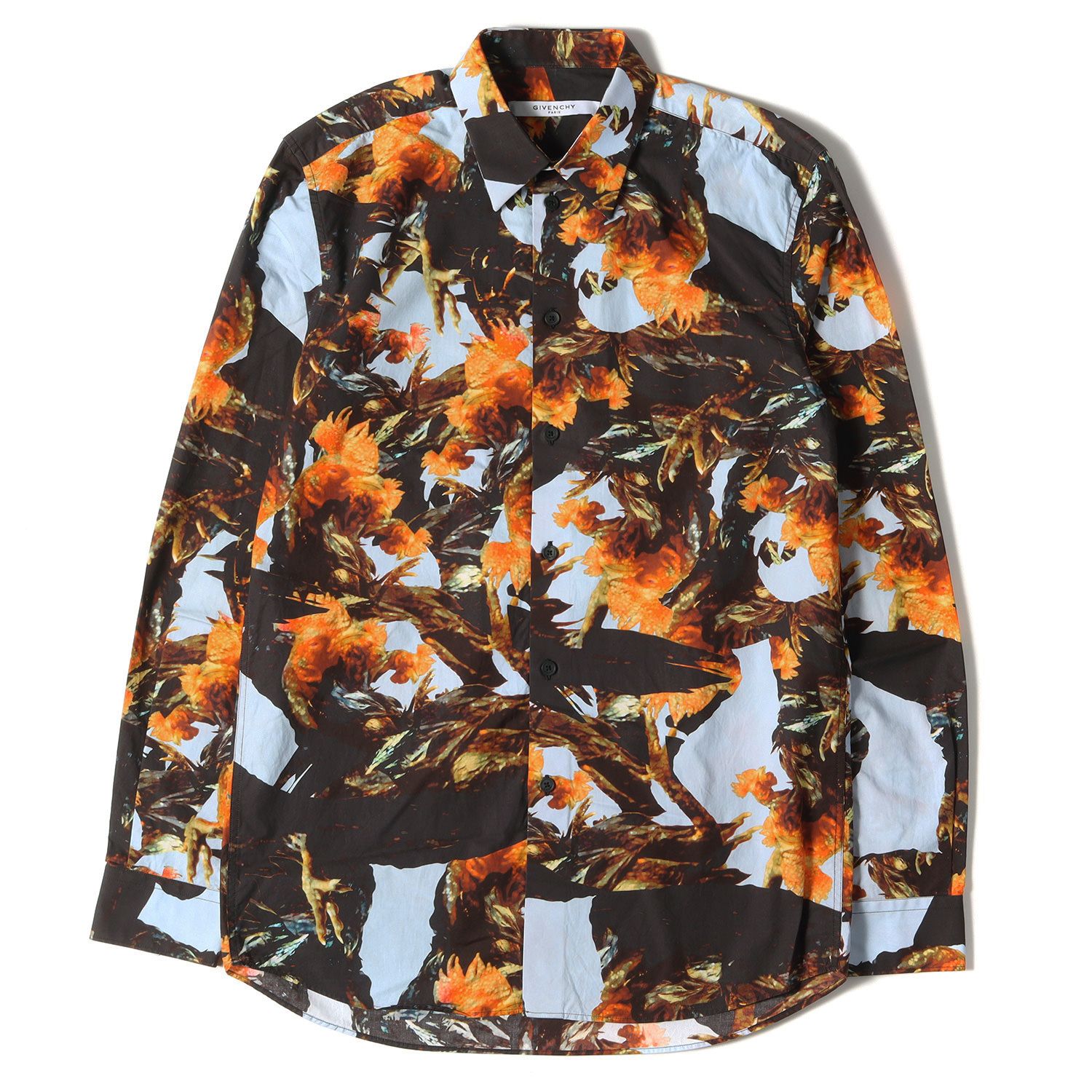 美品 GIVENCHY ジバンシィ シャツ 鳥 バード 総柄 プリント レギュラー