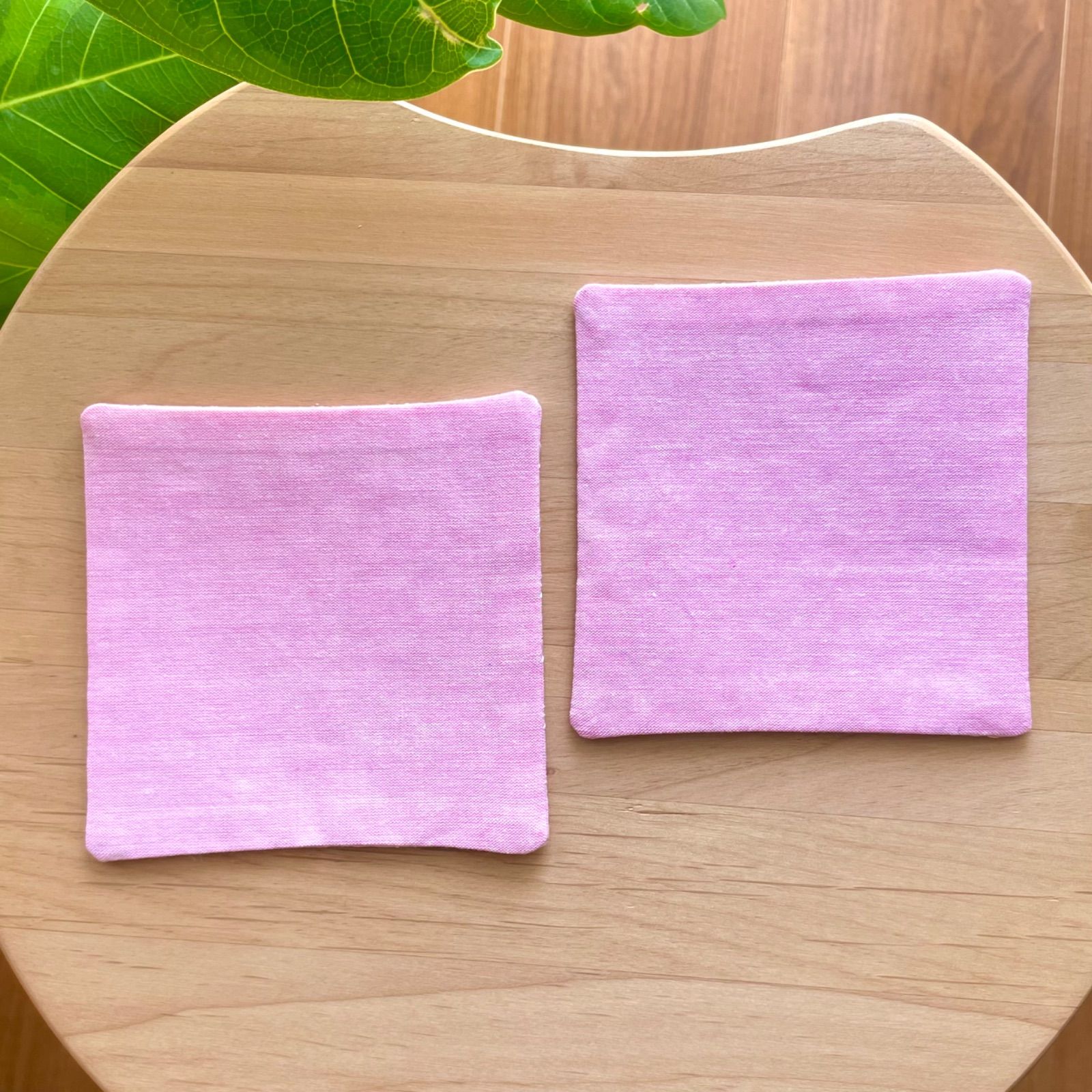 桜色の刺し子コースター2枚セット　花刺し/ピンク　プレゼント　コーヒー　カフェ-5