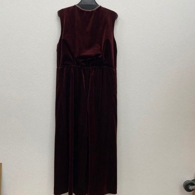 AP32 GRACECONTINENTAL トリコットベロアサロペット ボルドー