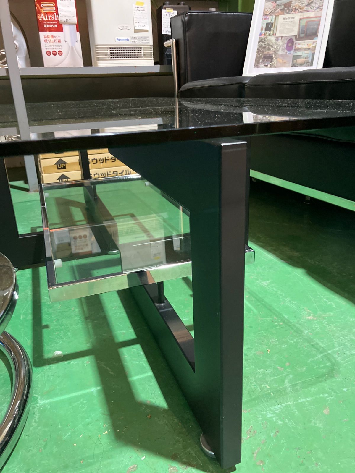 アルテジャパン センターテーブル ガラステーブル 机 黒 ブラック