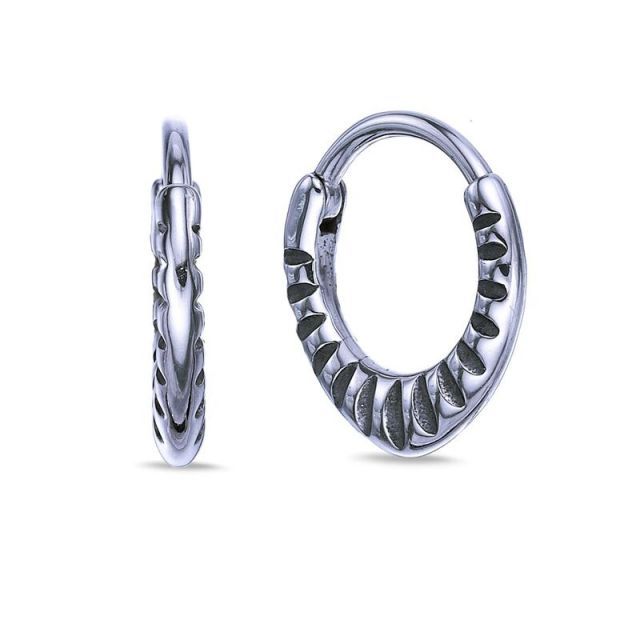  リンクス メンズ ピアス イヤリング Men s LYNX Black Ion Plated Stainless Steel Hoop Earrings イヤリング アクセサリー