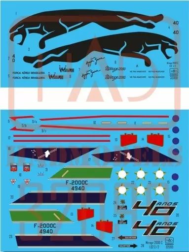 塗料・工具　1/32 ミラージュ2000C ブラジル空軍 第1領空防衛群 40周年記念ペイントデカール [HAD32099] 1/32 ミラージュ2000C ブラジル空軍第1領空防衛群 40周年記念