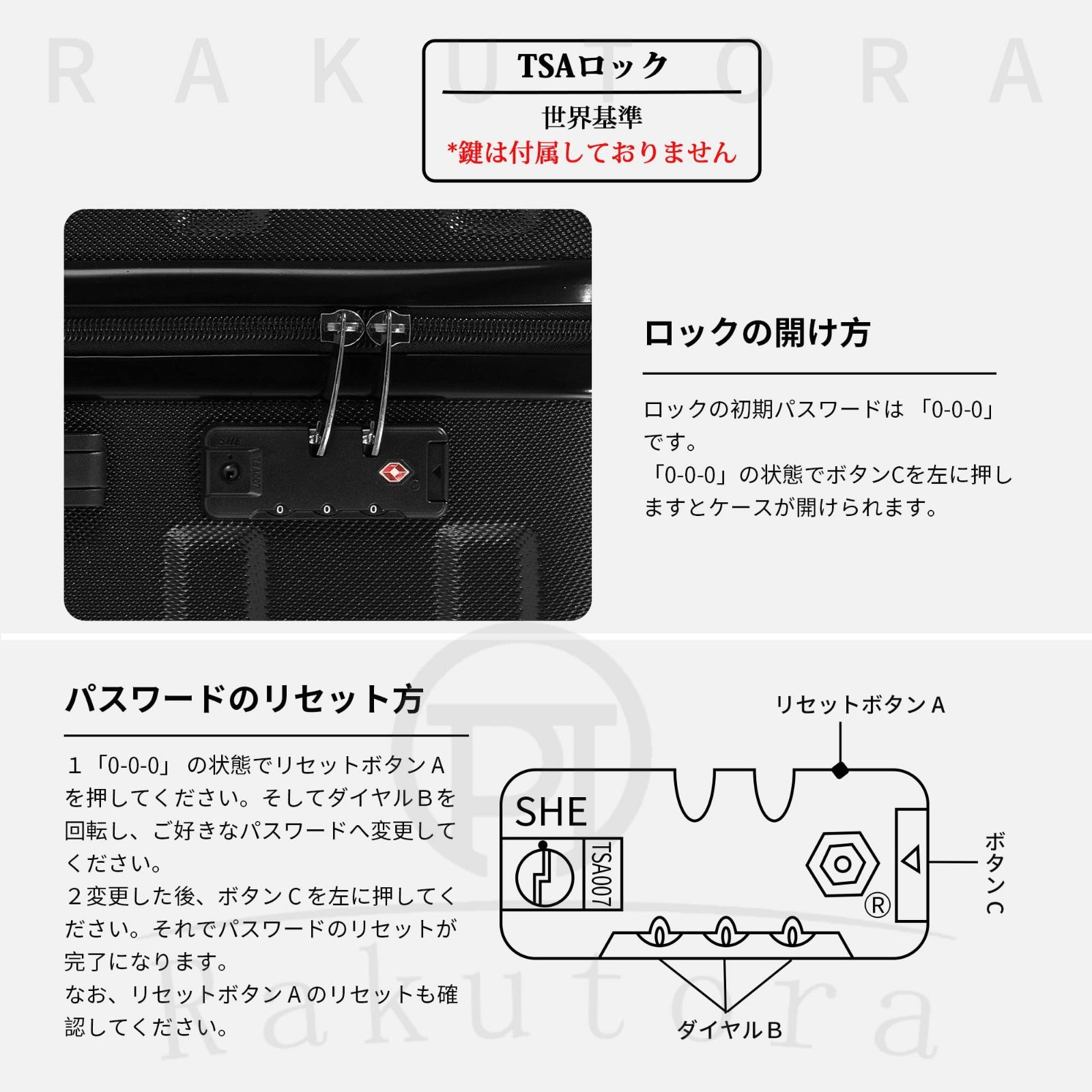 □rakutora 楽虎 スーツケース ファスナー式 キャリーバッグ 小型 機内