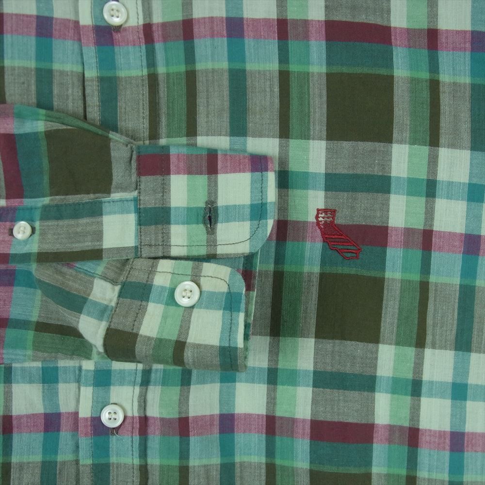 STANDARD CALIFORNIA スタンダードカリフォルニア SD Madras Check Button Down Shirt マドラス  チェック ボタンダウン 長袖 シャツ グリーン系 M【中古】