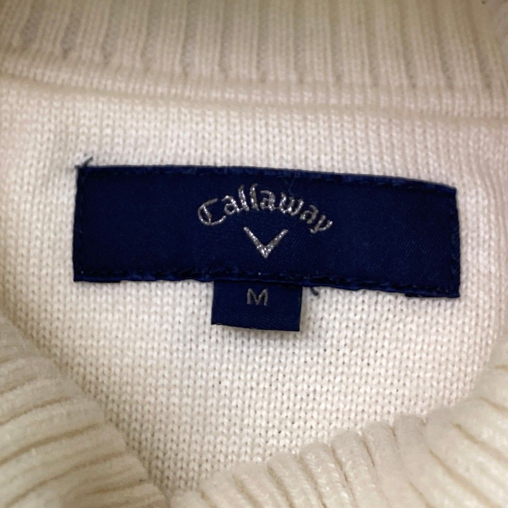 サイズ：M CALLAWAY キャロウェイ  ハイネック 長袖ニットセーター 刺繍  ホワイト系 [240101439650] ゴルフウェア メンズ ストスト サイズ：M CALLAWAY キャロウェイ ハイネック 長袖ニット