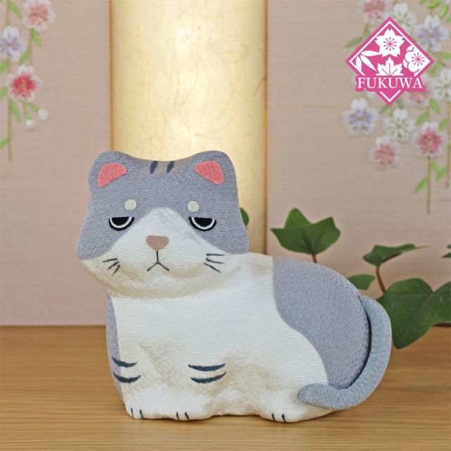 猫 置物 開運 縁起物(ボス猫 グレー 40-861A-83)猫の置物  とら猫 おしゃれ リュウコドウ
