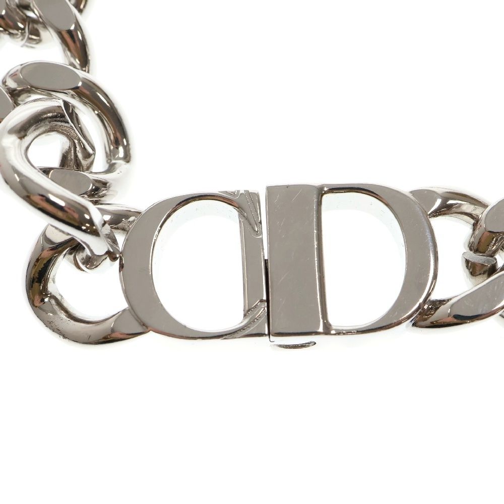 未使用級 ディオール CD アイコン チェーンリンクネックレス シルバー