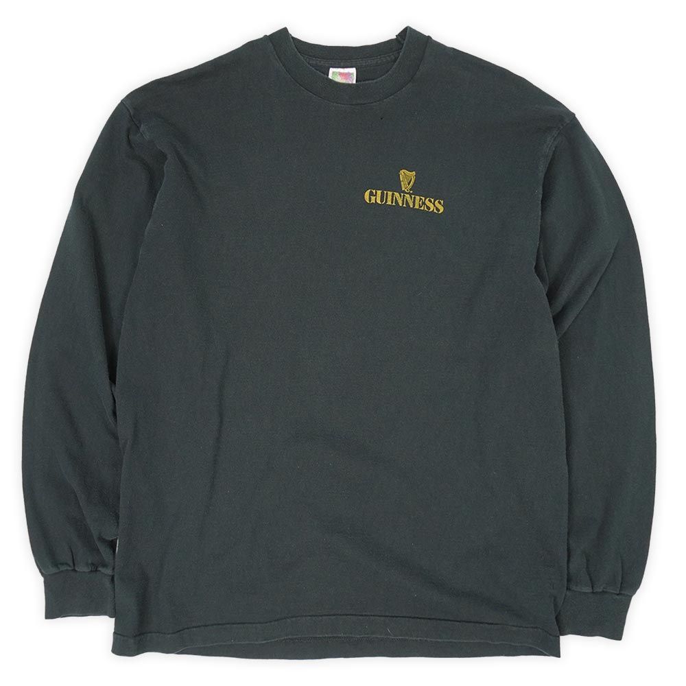 ギネス GUINNESS 90s 90年代 ビール Beer 企業ロゴ 両面プリント 長袖 Tシャツ ロンT MADE IN USA アメリカ製 シングルステッチ ヴィンテージ 古着 メンズ カットソー ブラック / 黒 XL