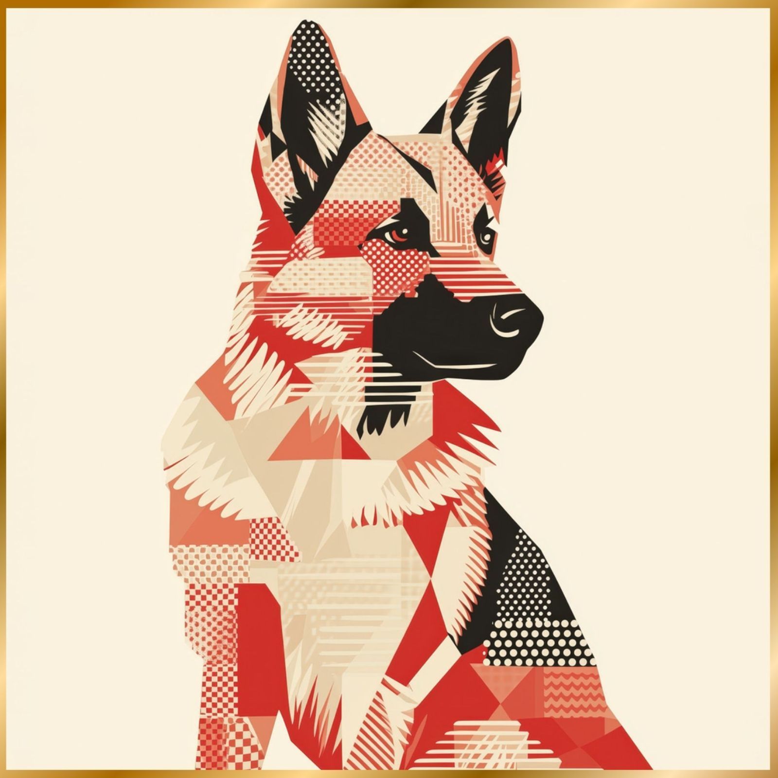 Red Passion - ジャーマンシェパード犬 No.3】ジークレー版画＊名入れ 