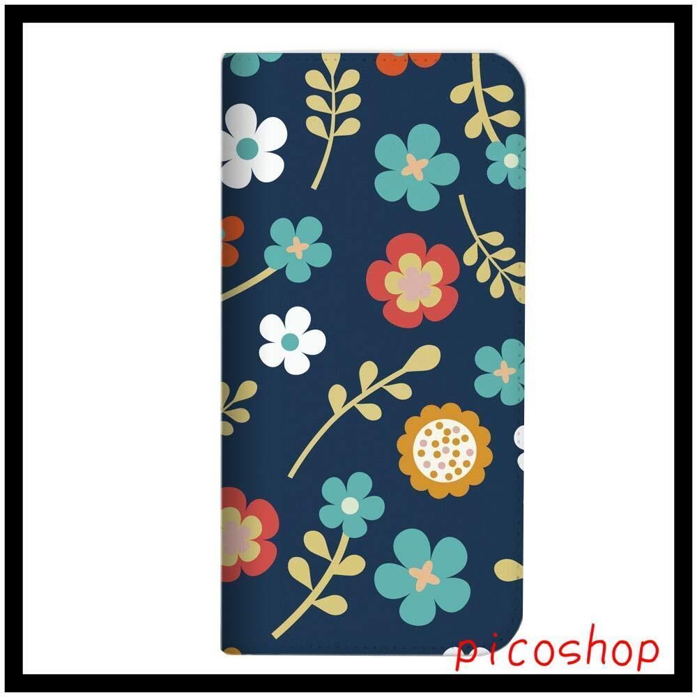ネイビー (488) フラワー 花がら 花柄 NB-0029-NV/iPhone 花 ベルトなし 手帳型 12 12 ケース mini mini iPhone mitas